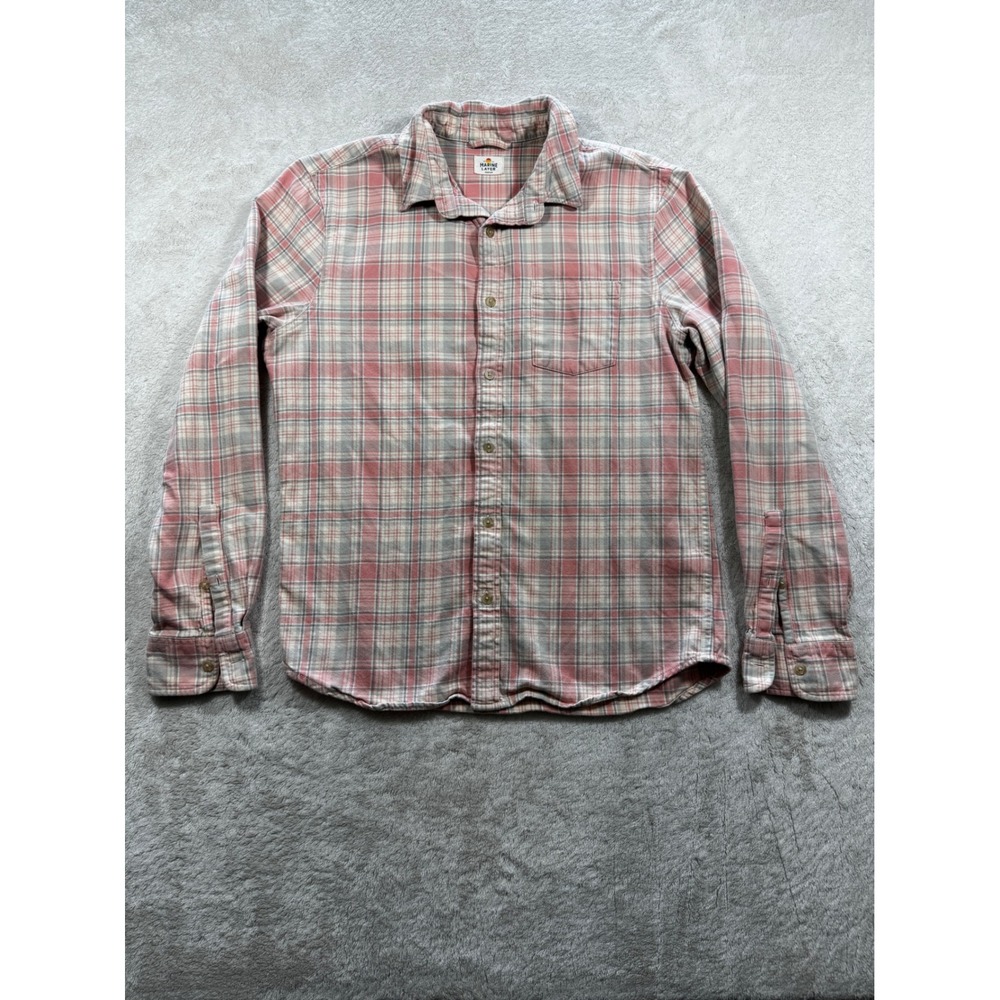 Marine‎ Layer Mens Plaid Cotton Long Sleeve Button Down Pink Shirt Medium